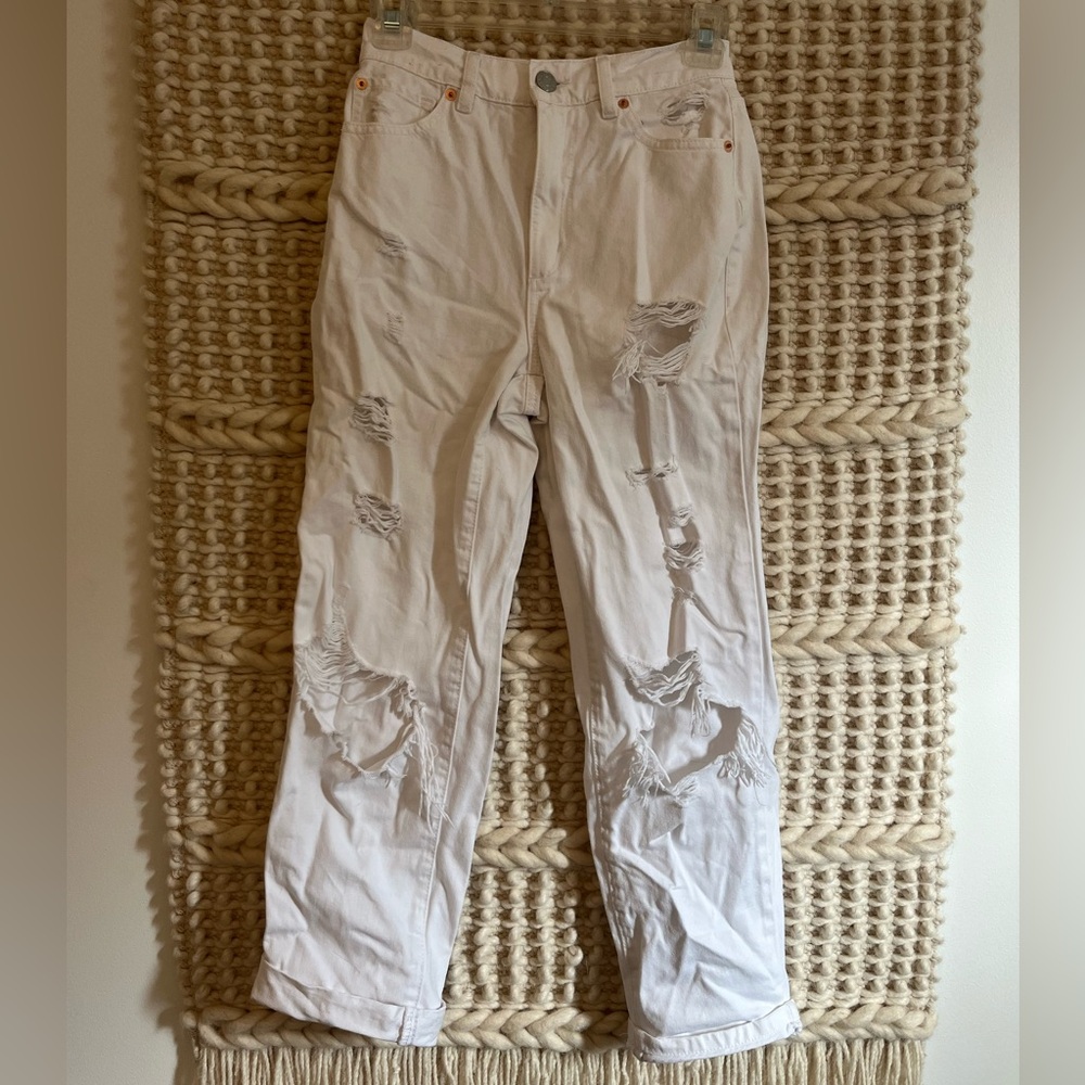 Garage Distressed White Jeans Size 0